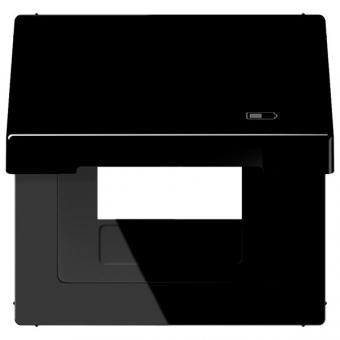 Jung Klappdeckel inkl. Zentralplatte, Symbol Charger, Serie LS (schwarz) 