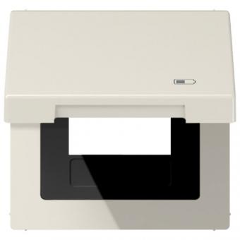 Jung Klappdeckel inkl. Zentralplatte, Symbol Charger, Serie LS (weiß) 