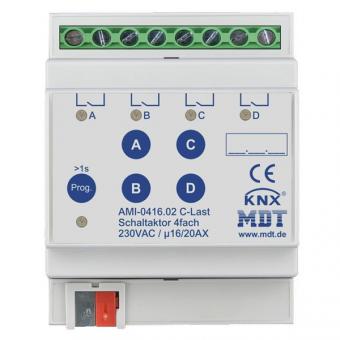 MDT Schaltaktor AMI-0416.02 4TE REG, 230VAC, 16/20A, C-Last 200µF, mit Strommessung 