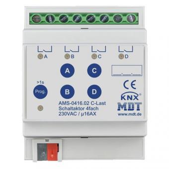 MDT Schaltaktor AMS-0416.02 4TE REG, 230VAC, 16A, C-Last 140µF, mit Strommessung 