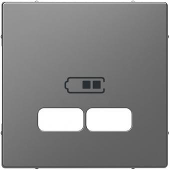 Merten  Zentralplatte für USB Ladestation-Einsatz, System Design, Edelstahl (lackiert) 
