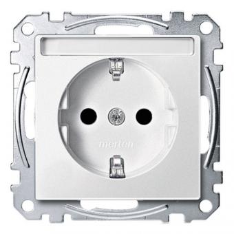 Merten SCHUKO-Steckdose, System M,  mit Schriftfeld (polarweiß matt) 