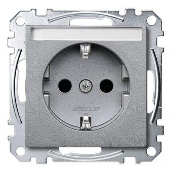 Merten SCHUKO-Steckdose, System M,  mit Schriftfeld (aluminium matt) 