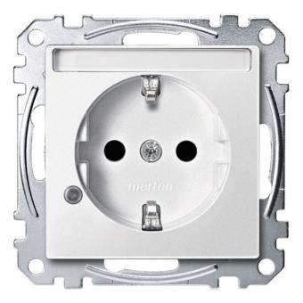Merten SCHUKO-Steckdose, System M, mit Kontrolllicht und Schriftfeld (polarweiß matt) 