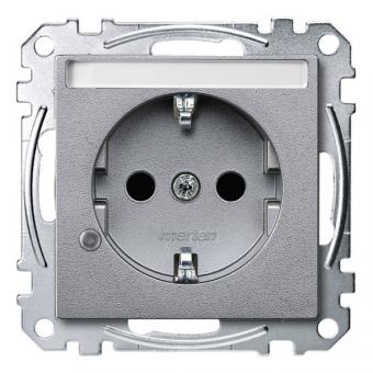 Merten SCHUKO-Steckdose, System M, mit Kontrolllicht und Schriftfeld (aluminium matt) 