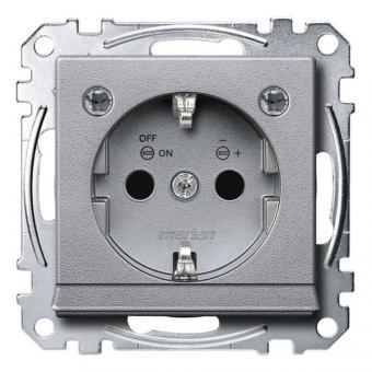 Merten SCHUKO-Steckdose, System M, mit Lichtauslass und LED-Beleuchtungs-Modul (aluminium matt) 