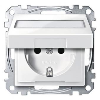 Merten SCHUKO-Steckdose, System M,  mit Klappdeckel und Schriftfeld (polarweiß glänzend) 