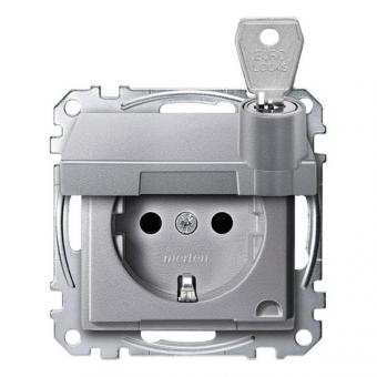 Merten SCHUKO-Steckdose, System M, mit  Klappdeckel, abschließbar, versch. Schließungen (aluminium matt) 