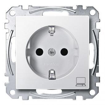Merten SCHUKO-Steckdose, System M, mit Kennzeichnung Computer (polarweiß matt) 