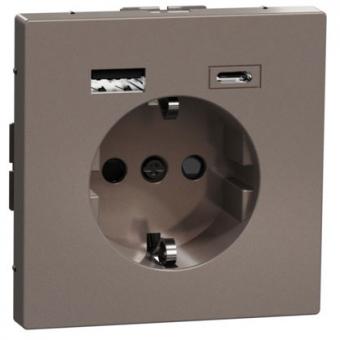 Merten SCHUKO-Steckdose  mit USB Ladegerät Typ A und Typ C, 3,0 A, System Design, Moccametallic 
