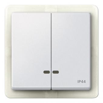 Merten Doppelwippe mit Kontrollfenster IP44, System M (polarweiß matt) 