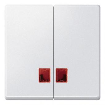 Merten Doppelwippe mit rotem Symbolfenster, System M (polarweiß matt) 