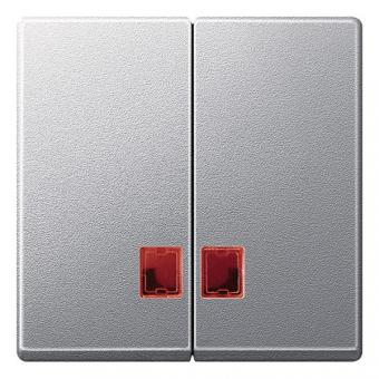 Merten Doppelwippe mit rotem Symbolfenster, System M (aluminium matt) 