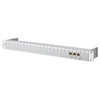 Metz Connect Patchfeld bestückt, E-DAT modul 24x8(8), 1HE, Cat.6A, lichtgrau 