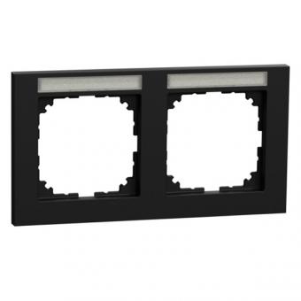MERTEN M-Pure-Rahmen 2-fach mit Beschriftungsträger, schwarz matt, horizontal 