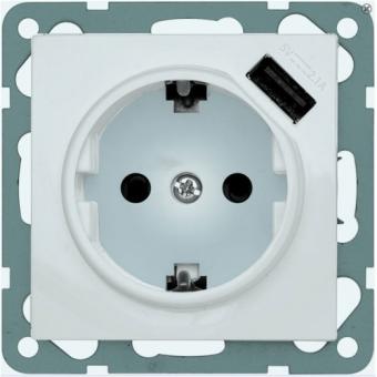 Peha Universelle USB Steckdose SCHUKO mit Steckklemmen, 2,1 A, Alu 