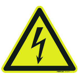 Warnzeichen, Warnung vor elektrischer Spannung, Schenkellänge 10 cm, 10 Aufkleber 