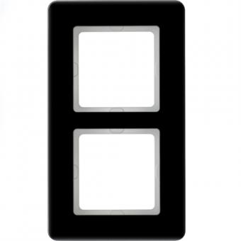 Berker Abdeckrahmen Q.7, 2-fach (Glas, schwarz) 