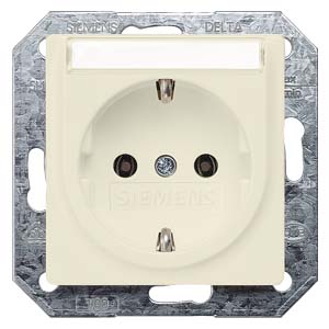 Siemens Schuko-Steckdose (elektroweiß) mit Beschriftungsfeld 