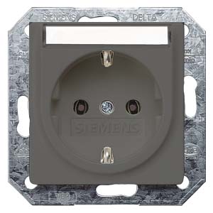 Siemens Schuko-Steckdose (carbonmetallic) mit Beschriftungsfeld 
