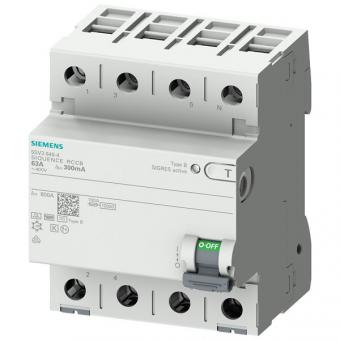 Siemens allstromsensitiver FI-Schutzschalter 5SV3346-4, 63A/0.03, Typ B, 4polig 