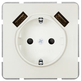 Siemens Schuko-Steckdose (titanweiß) mit 2x USB-Ladegerät 