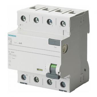 Siemens FI-Schutzschalter 5SV3646-8, 63A/0.3, Typ A, 4polig, selektiv 