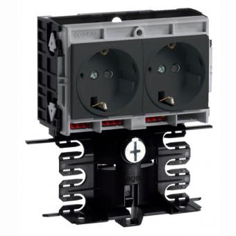 tehalit Geräteträger-Technikteil Steckdose 2-fach zu SL 20x80mm, Dekor aluminium 