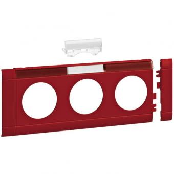 tehalit Blende 3-fach Steckdose beschriftbar anreihbar, Oberteil 80mm, rot 