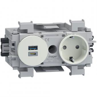 tehalit Steckdose + USB-Charger A+C 15W mit Wago Steck-/Klemmtechnik frontrastend, verkehrsweiß 