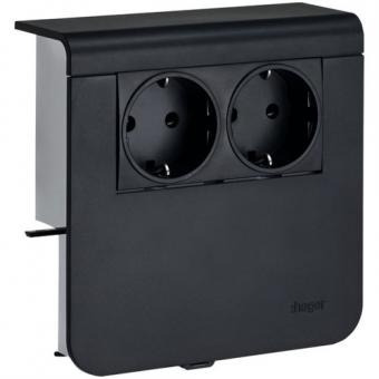 tehalit Geräteträger Steckdose 2-fach vorverdrahtet Steckklemmen zu SL 20x80mm, graphitschwarz 