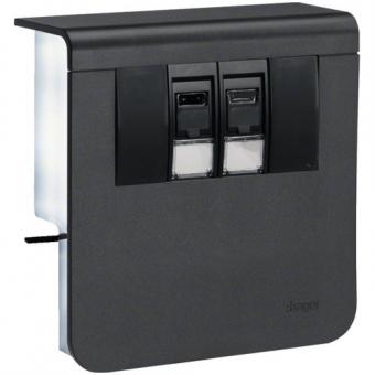 tehalit Geräteträger Datenanschluss 2xCat.6A  zu SL 20x80mm, graphitschwarz 