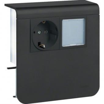 tehalit Geräteträger Steckdose+LED zu Sockelleistenkanal SL 20x80mm, graphitschwarz 