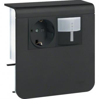 tehalit Geräteträger Steckdose+PIR zu Sockelleistenkanal SL 20x80mm, graphitschwarz 