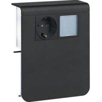 tehalit Geräteträger Steckdose+LED zu Sockelleistenkanal SL 20x115mm, graphitschwarz 
