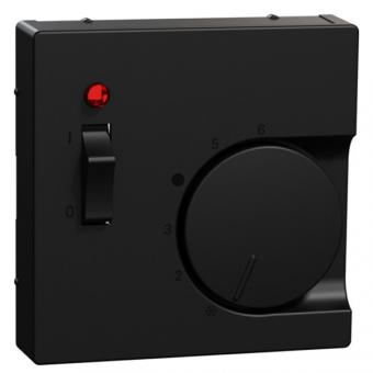 Merten Zentralplatte Raumtemperaturregler-Einsatz mit Schalter, System M (schwarz matt) 