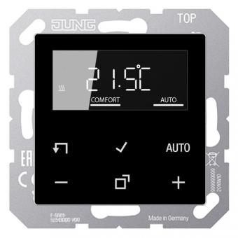 Jung Standard Raumtemperaturregler mit Display (Echtglasfront schwarz) 