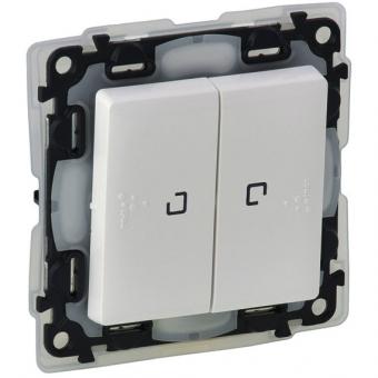 Legrand Valena Life, Doppelwechselschalter beleuchtet IP44 (ultraweiß) 