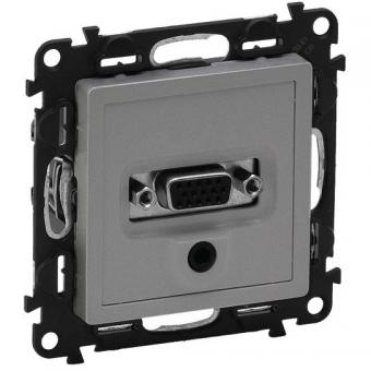 Legrand Valena Life, Abdeckung für HD15+JACK 3,5 Einsatz (aluminium) 