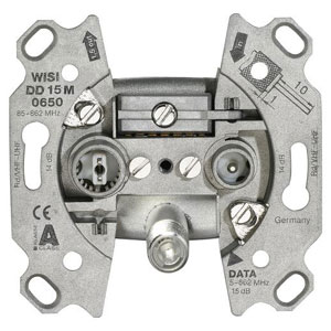 Wisi DD15M0650 - Breitband-Modemdosen, Durchgangsdose 3 Loch - 14 dB 