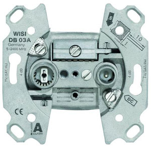 Wisi DB03A - Universal Antennendose, Stichdose 2 Loch - 4,5 dB 